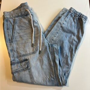 American Eagle Outfitters Light Blue Denim Jogger Cargo Pants